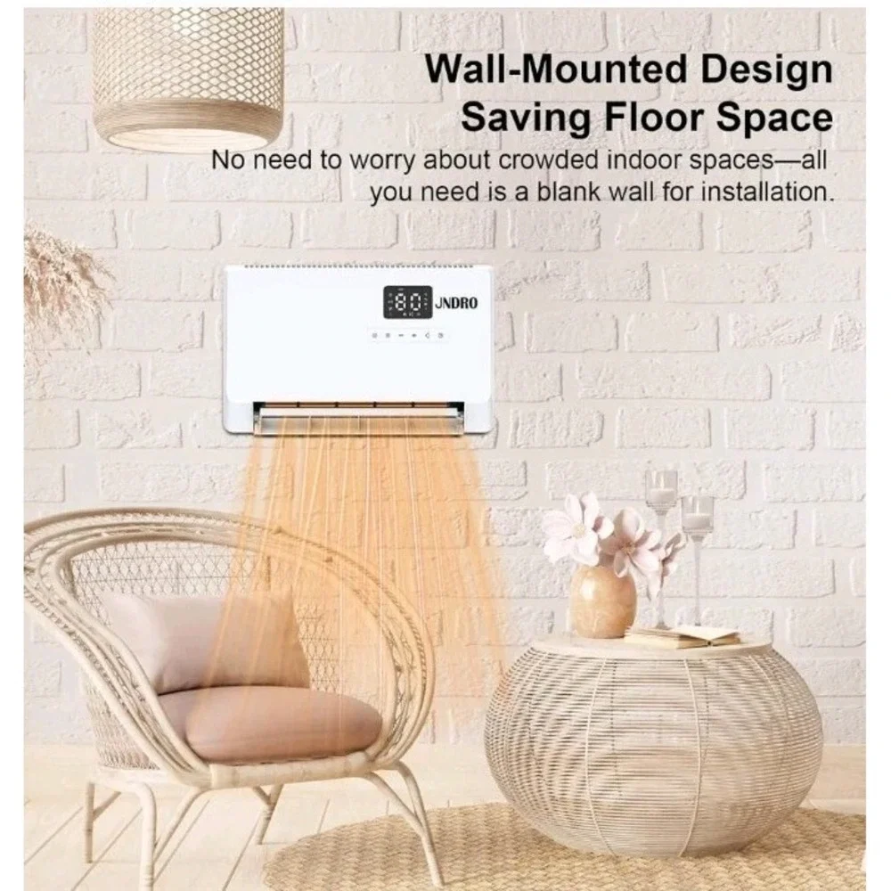 Wall-Mounted Space Heater with ECO Thermostat and Remote Control LED Display
